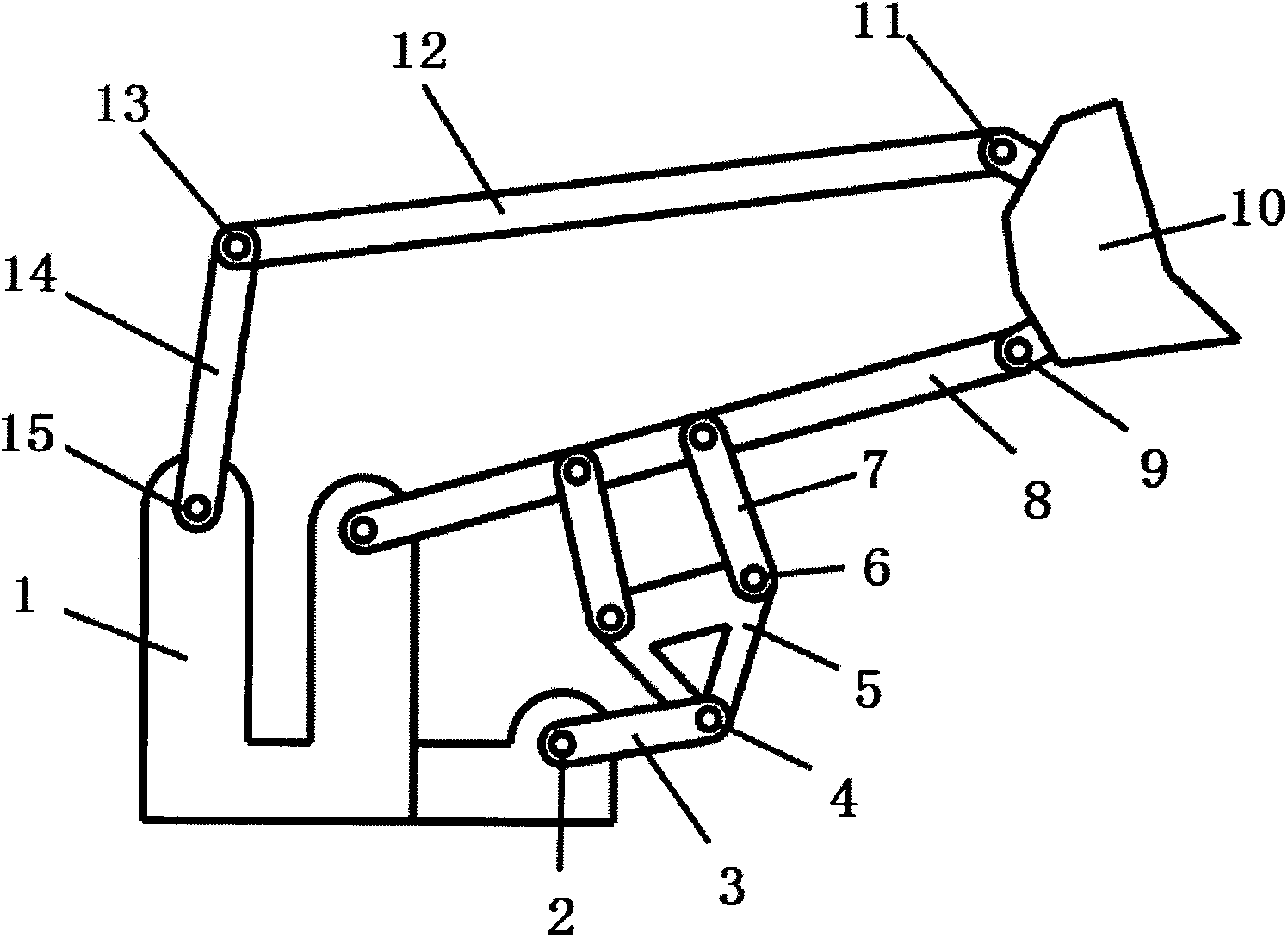 High-rigidity nine-lever and two-freedom degree controllable mechanical loading mechanism
