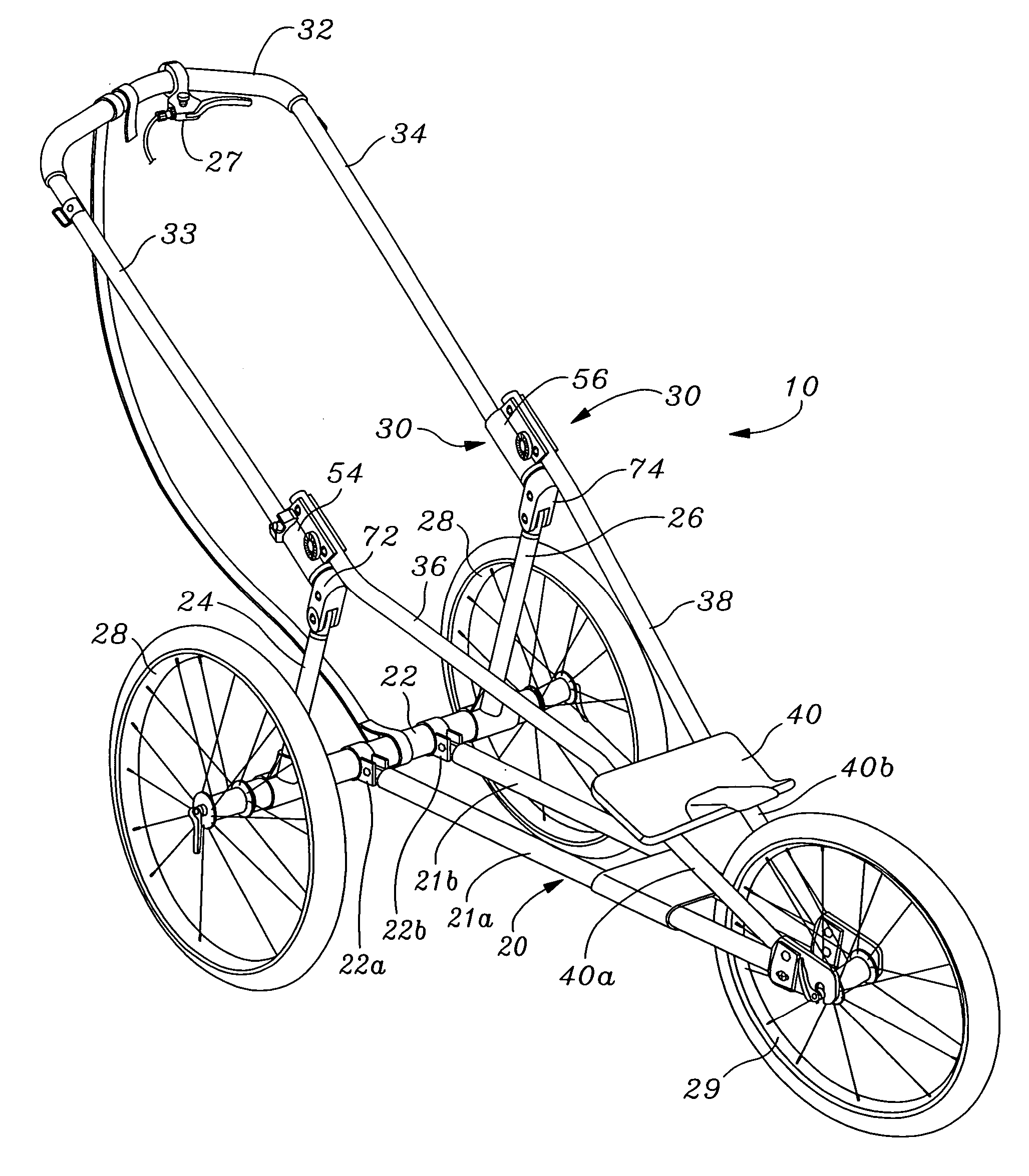Foldable jogging stroller