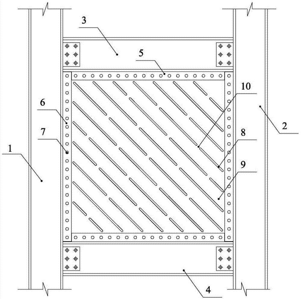 A kind of steel plate shear wall with two-way arrangement of multi-layer oblique grooves