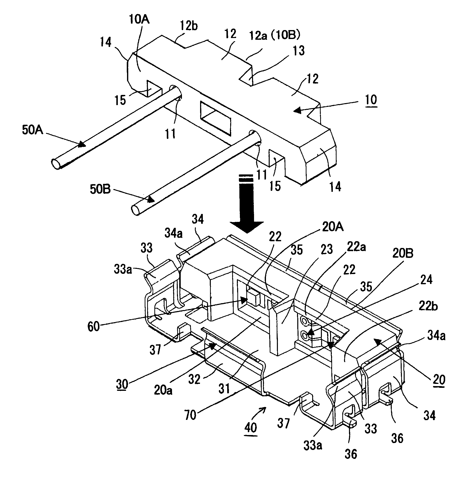 Photoelectric transforming connector for optical fibers