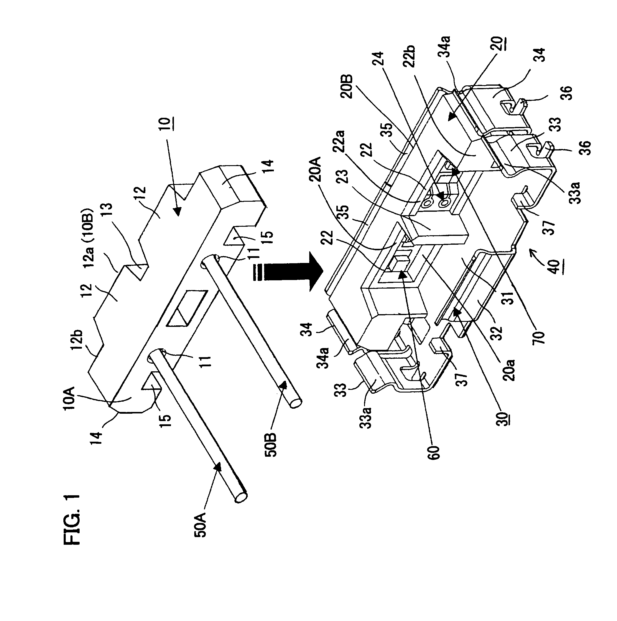 Photoelectric transforming connector for optical fibers