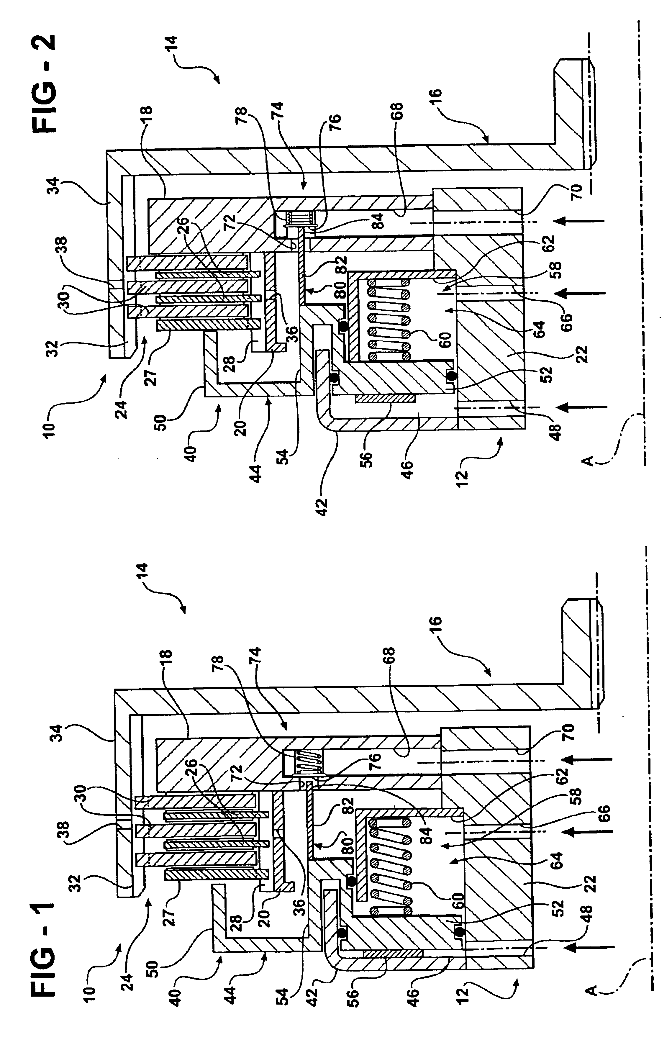 Multi-disk friction device selective lubrication on demand