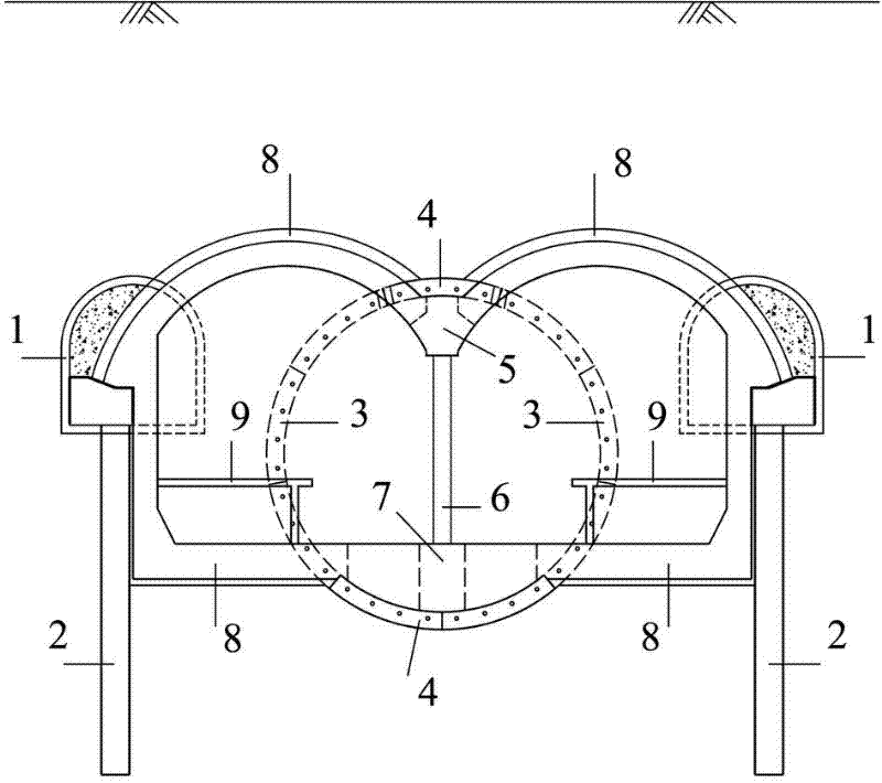 Method for building subway station by expansively digging large-diameter shield tunnel