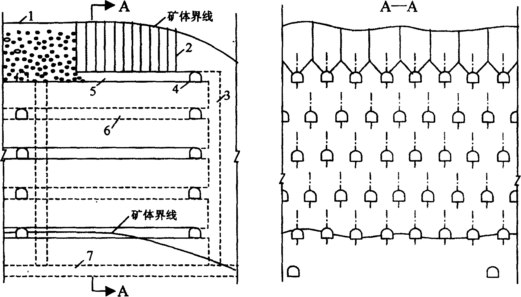 Improved sublevel caving method without bottom column