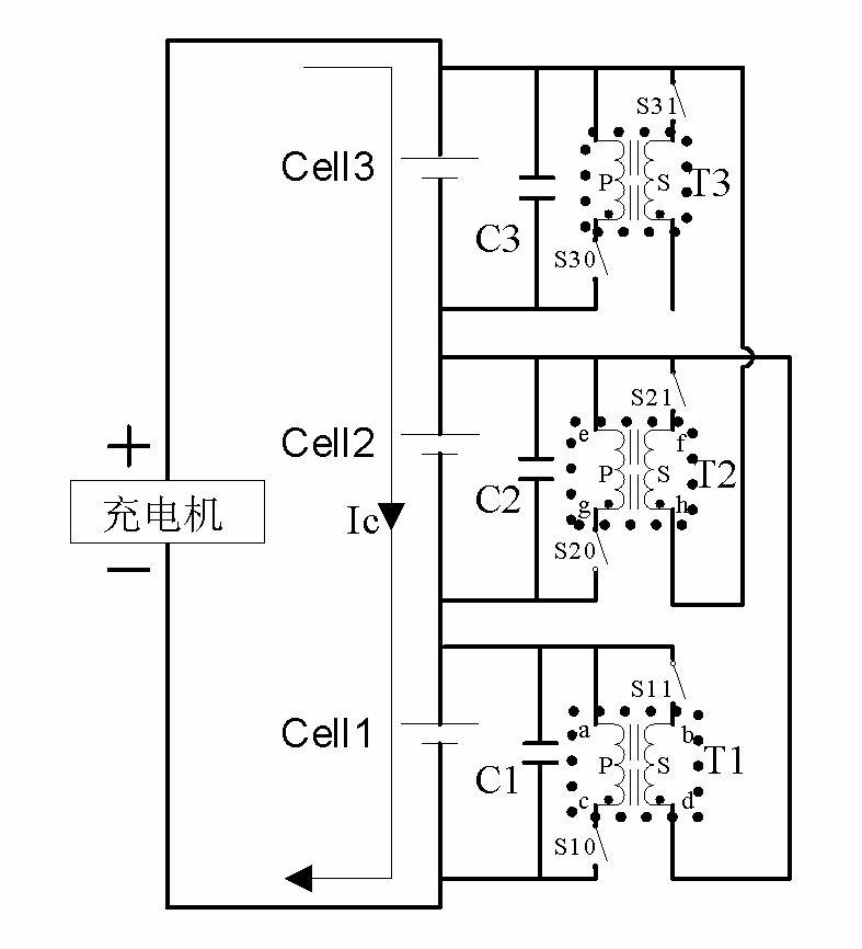 Charge-discharge equalizing circuit of multi-monomer tandem dynamic lithium battery