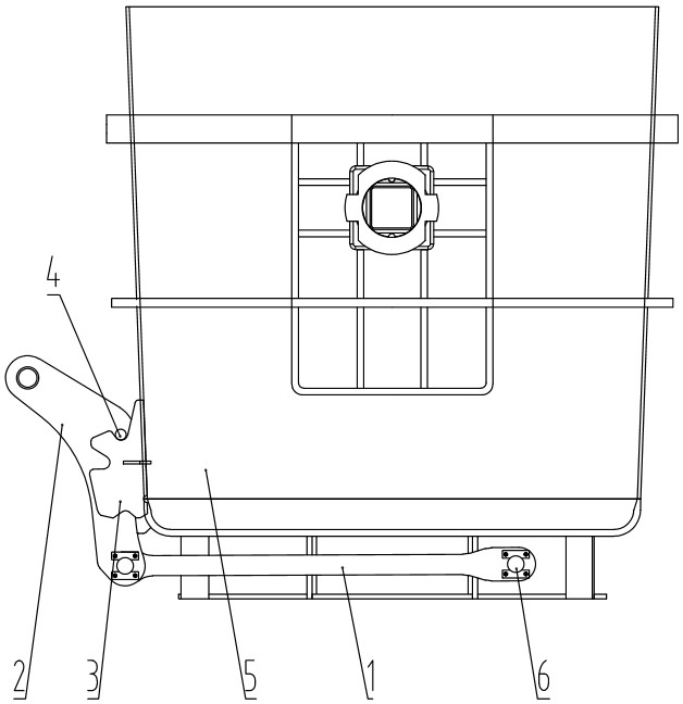 Overturning locking structure for ladle overturning mechanism