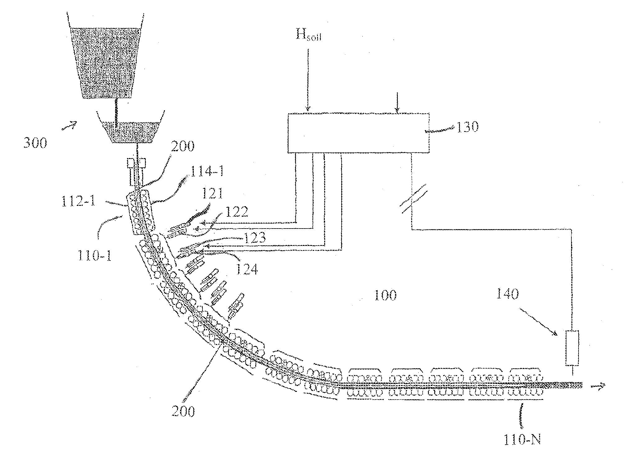 Method and device for positioning at least one roll segment of a strand guiding unit against a strand