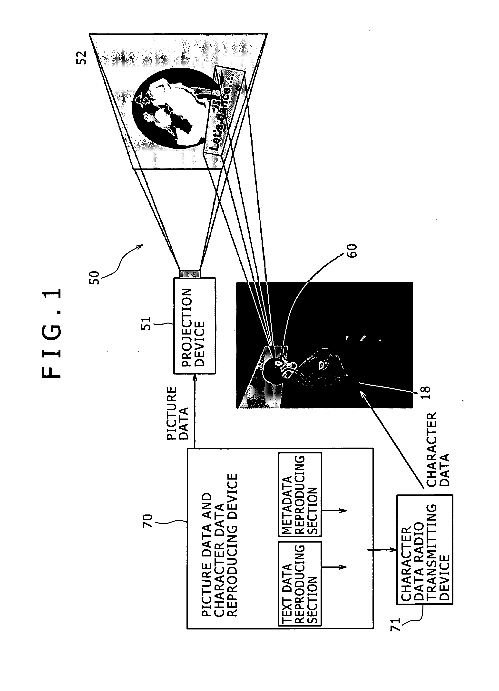 Picture/character simultaneously displaying device and head mounted display device