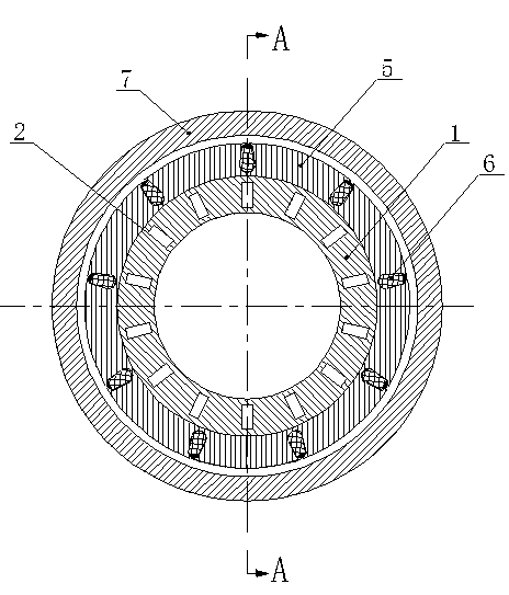 Shafting-free outer rotor permanent-magnet synchronous motor with stator water-cooling structure