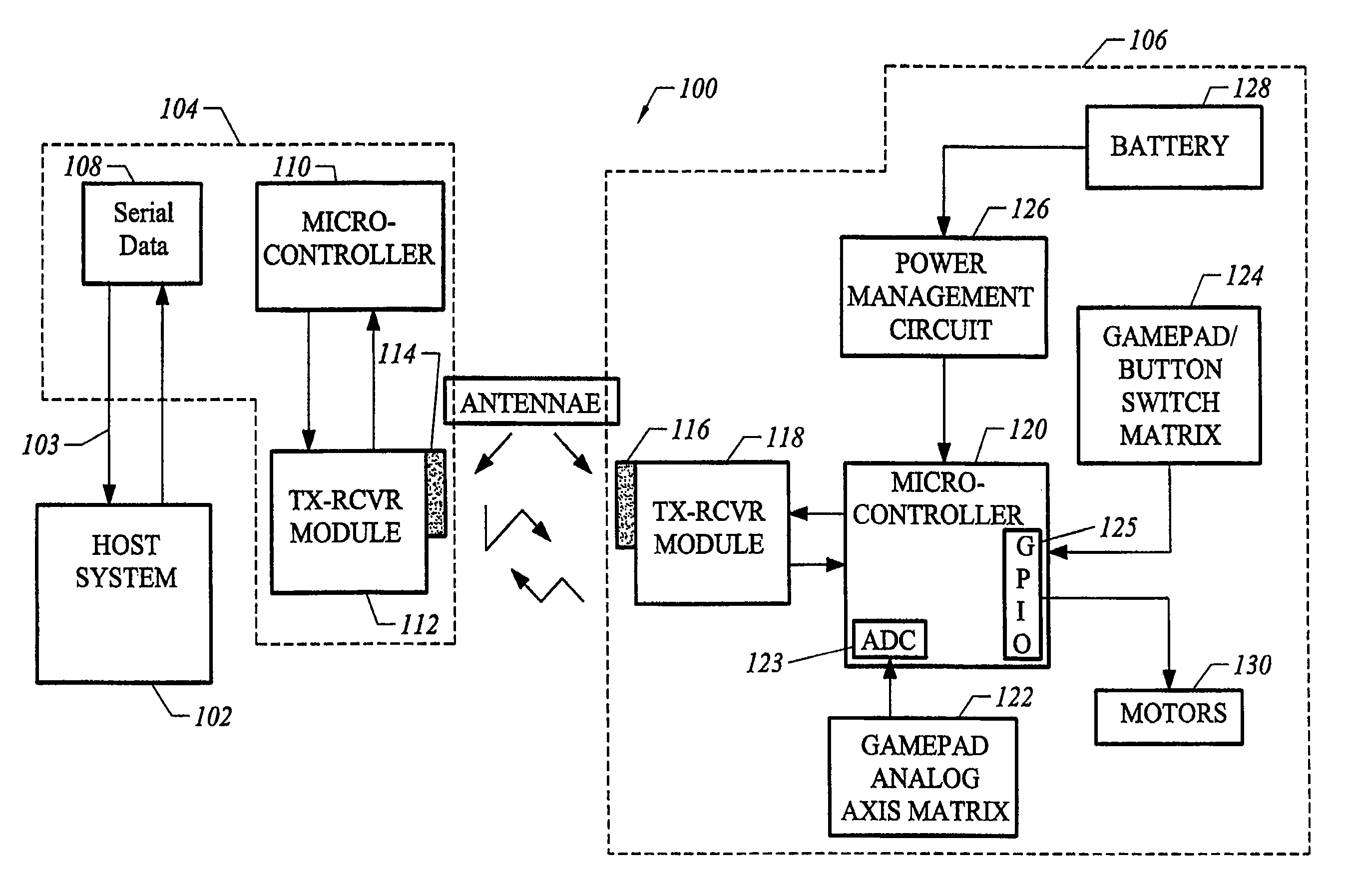 Power management for wireless peripheral device with force feedback
