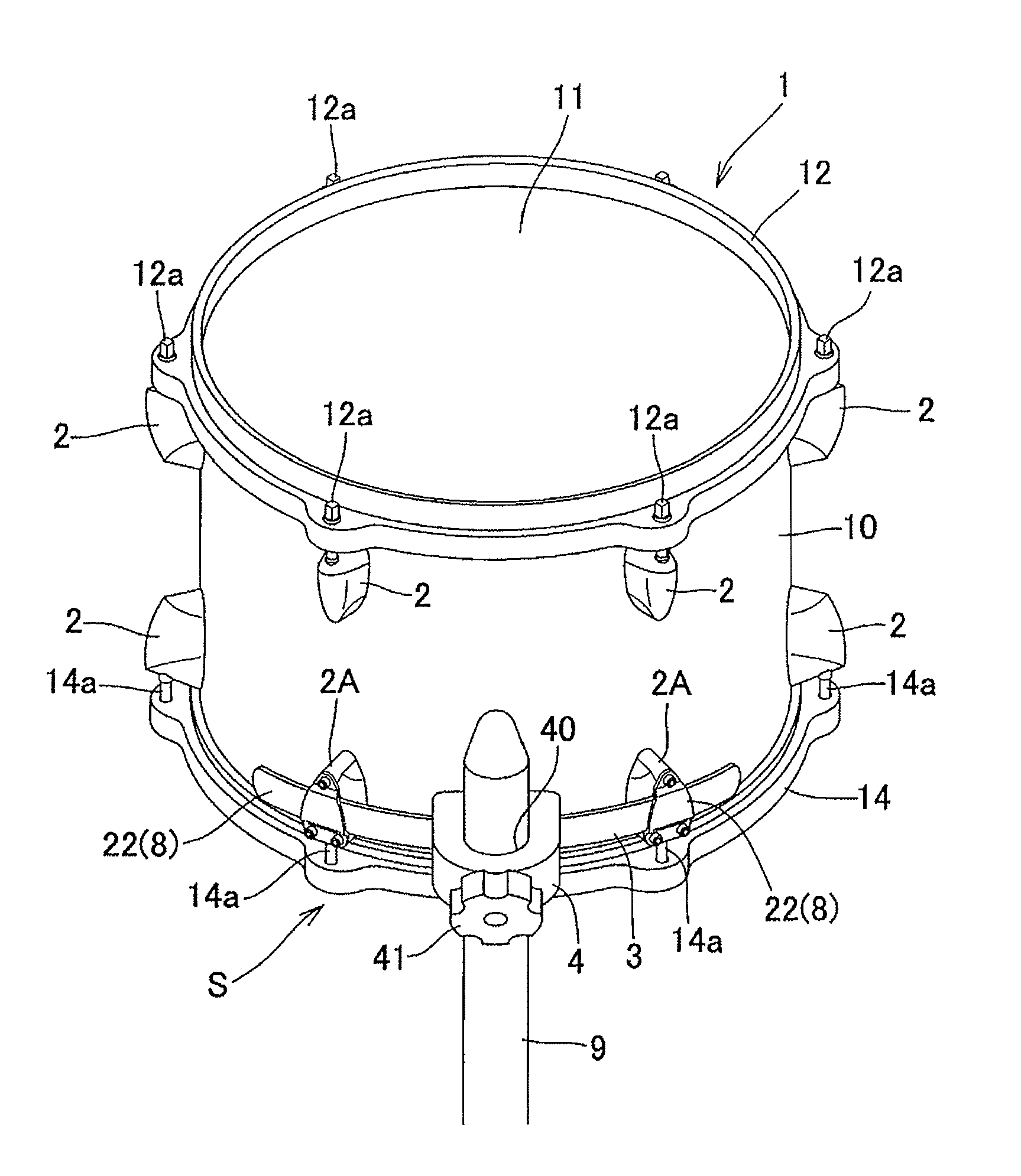 Drum holding structure and drum held by the holding structure