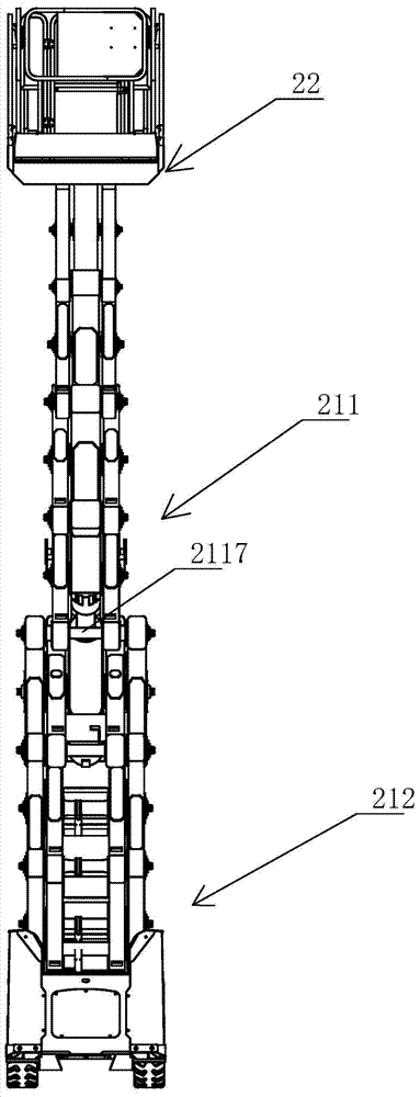 Shear fork type aloft work platform with high-stability driving and steering function