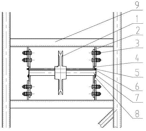 Integral-installation lifting rope-arranging structure of movable-arm tower type crane