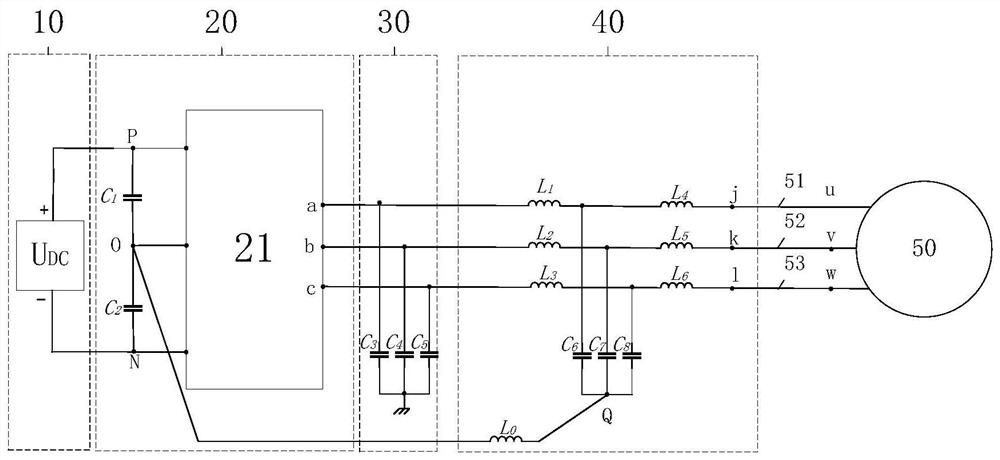 Inverter system with cooperative suppression of three-phase common-mode current and switching loss