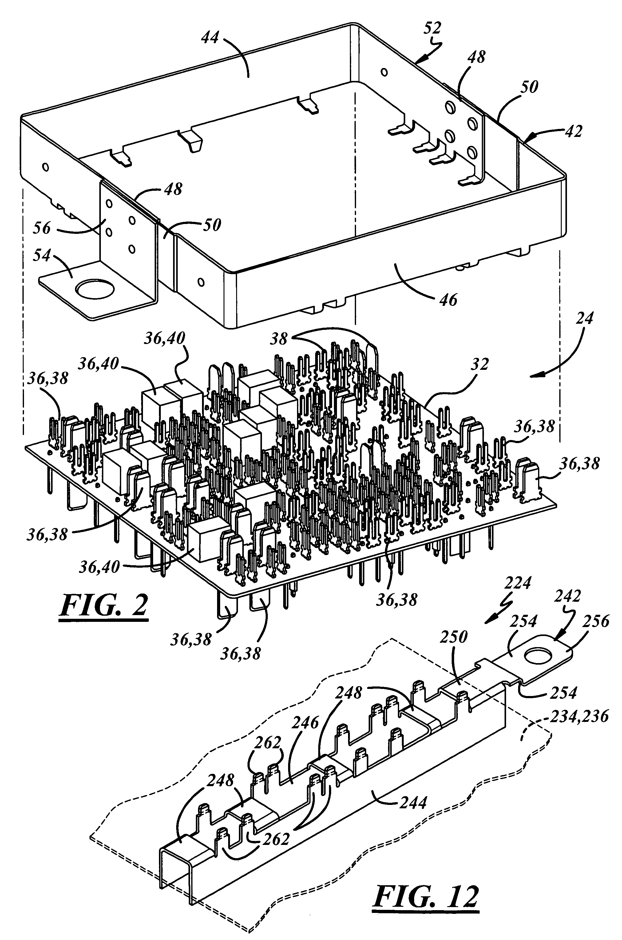 Electrical center with vertical power bus bar