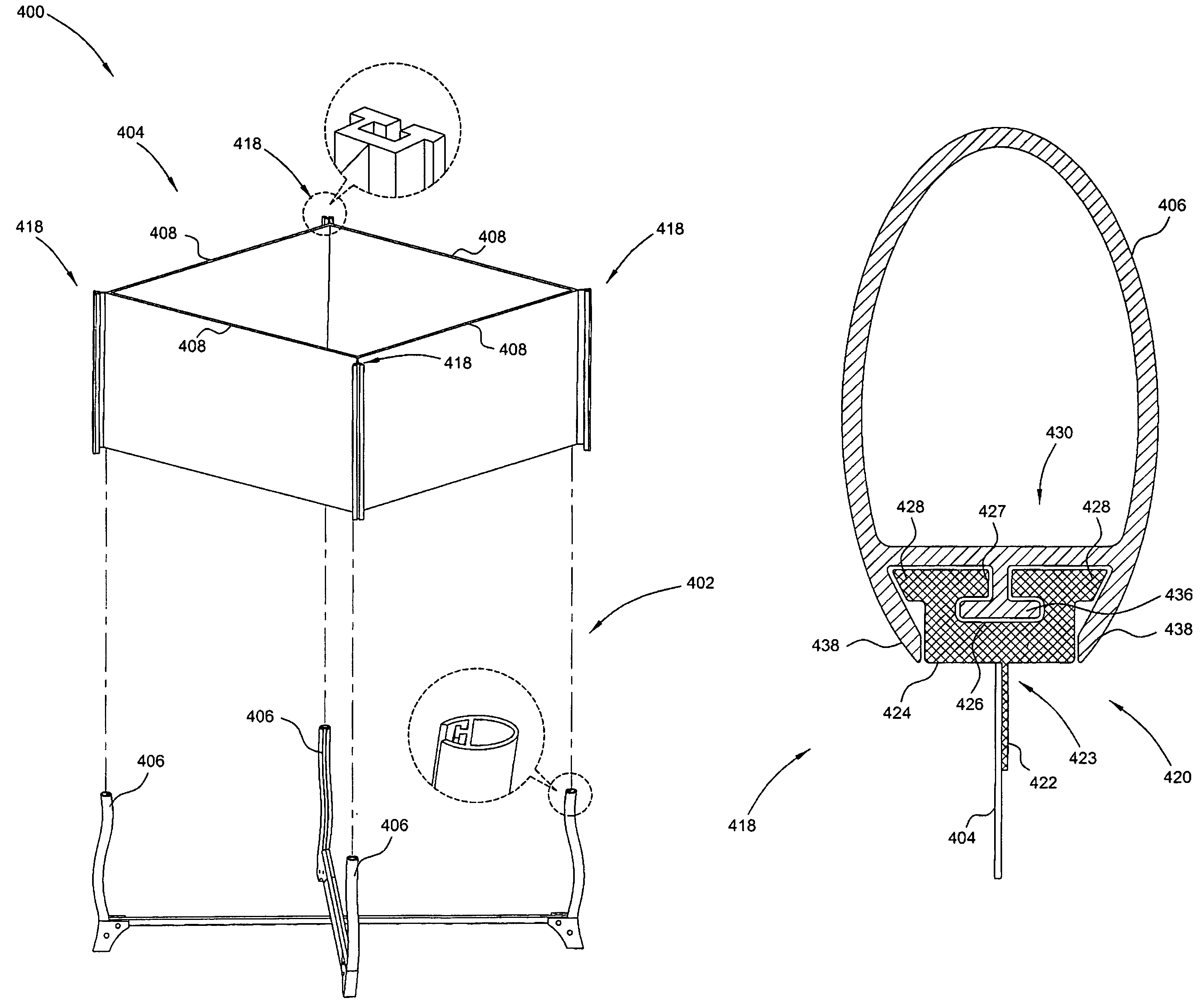System and method of assembling a nursery device for supporting a baby occupant