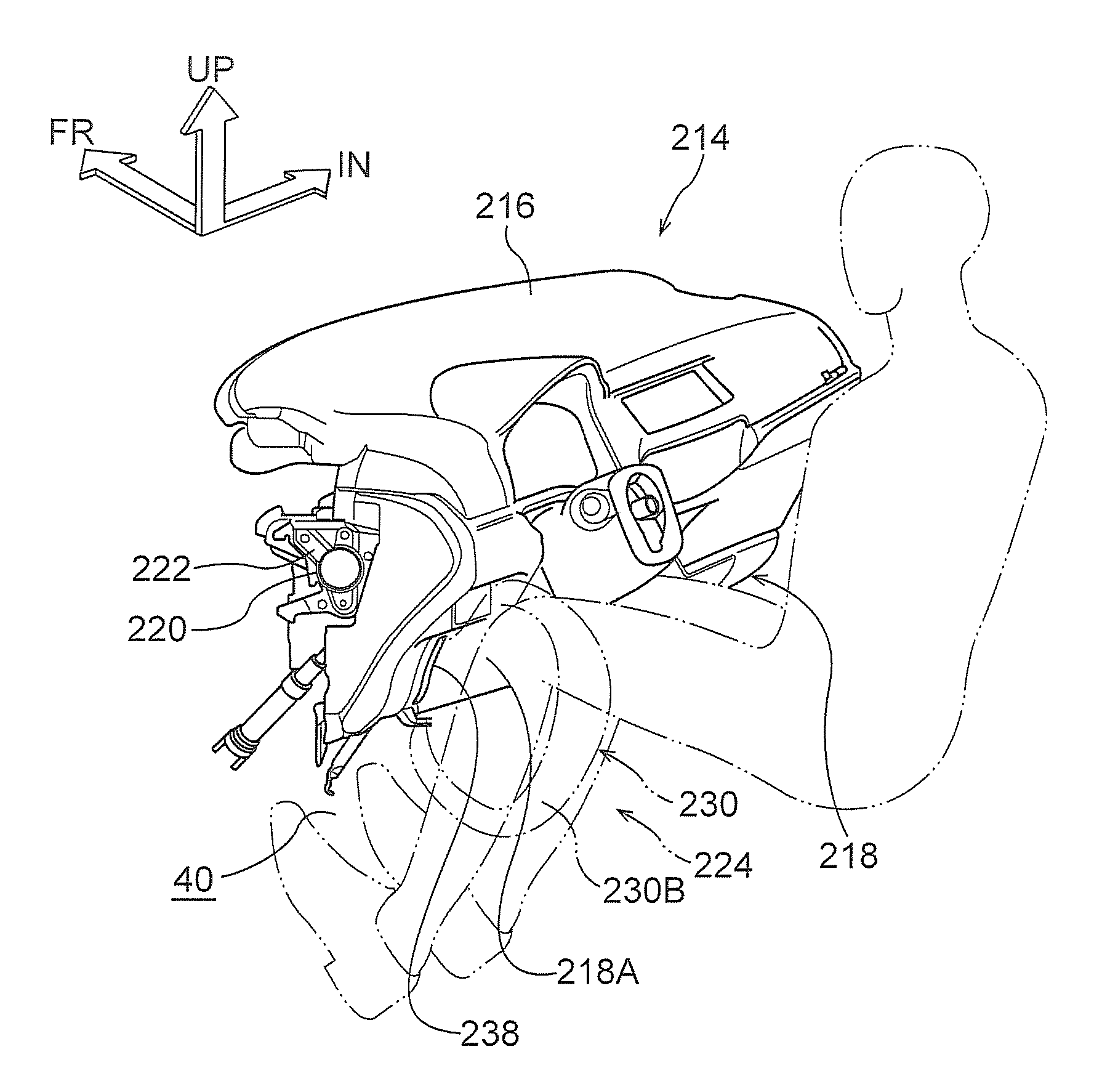 Knee side face restraint airbag device