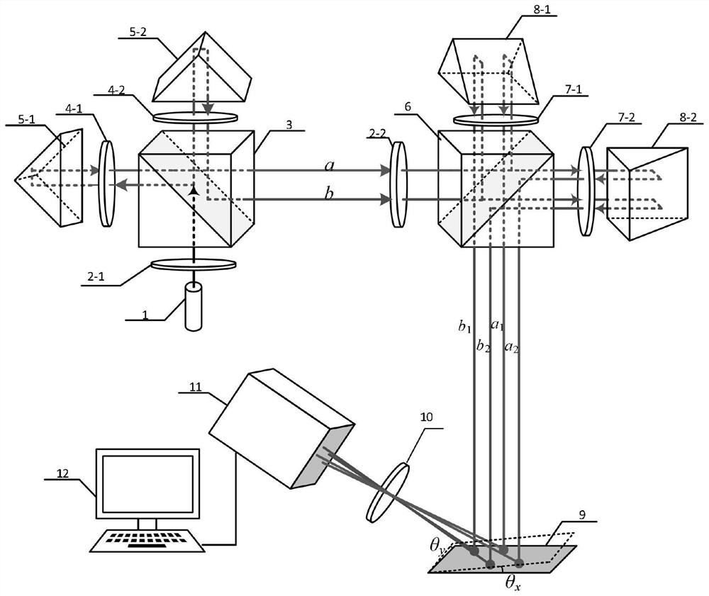 Compact four-light-spot two-dimensional corner detection device combined with laser triangulation method