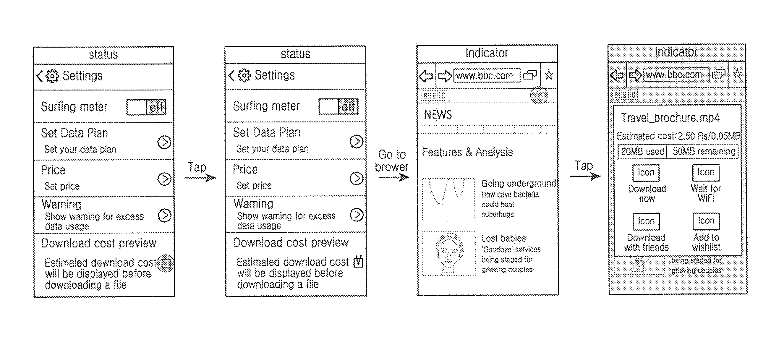 System and method for data usage management in an electronic device