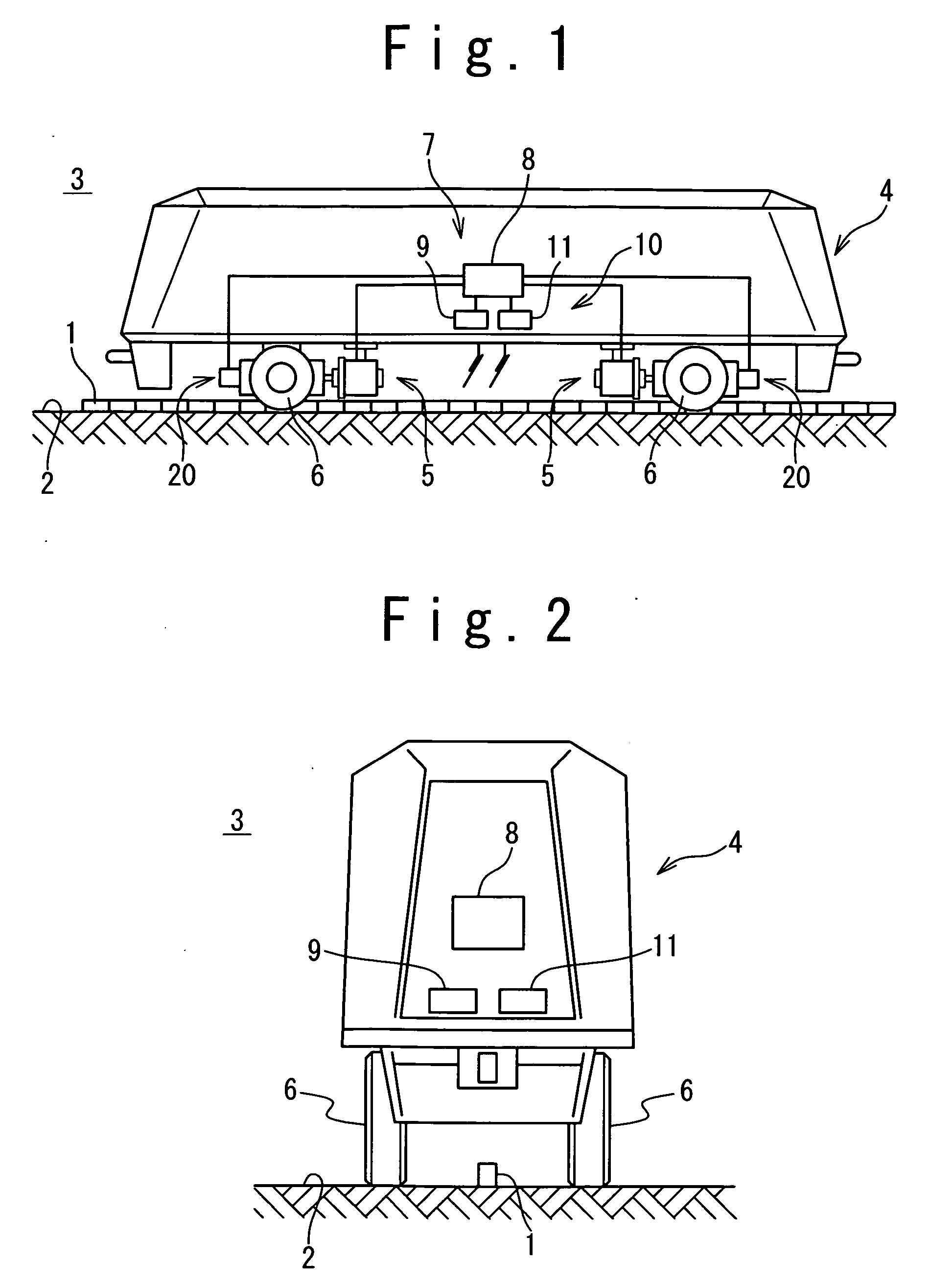 Method and device for steering vehicle having no contact with track