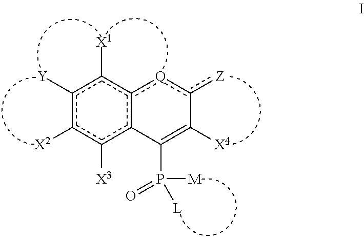 Novel dyes with phosphinic acid, phosphinate, phosphonate and phosphonamidate substituents as auxochromic groups and methods for preparing the same