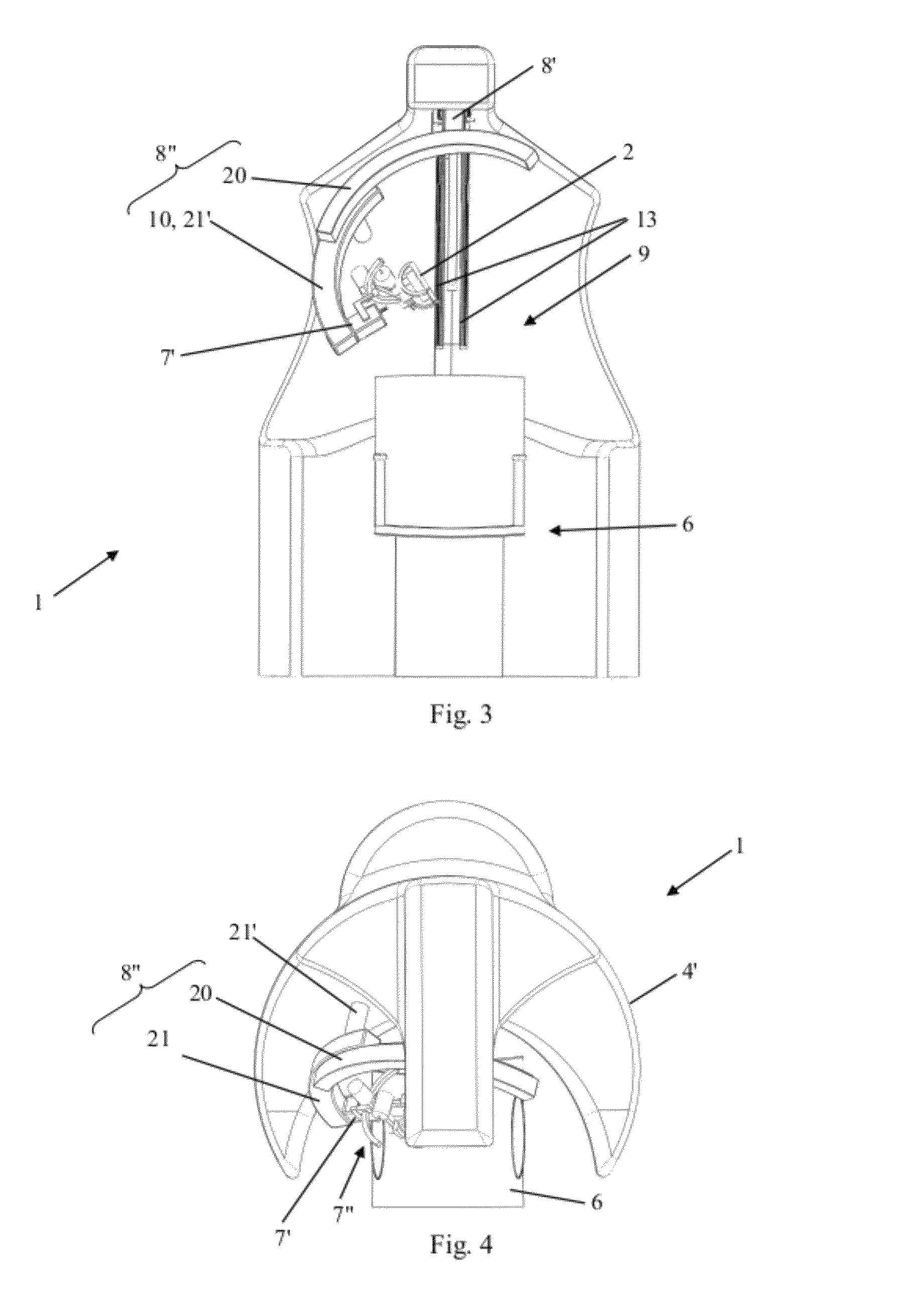 Robotized installation for the positioning and movement of a component or instrument and treatment device that comprises such an installation