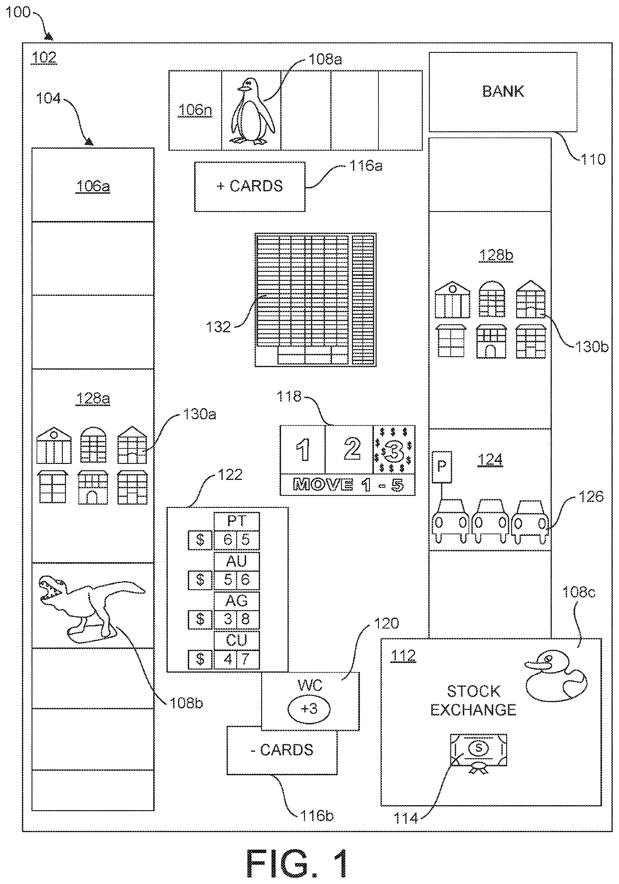 Properties, building structures, and securities wealth-building strategy game and method of play