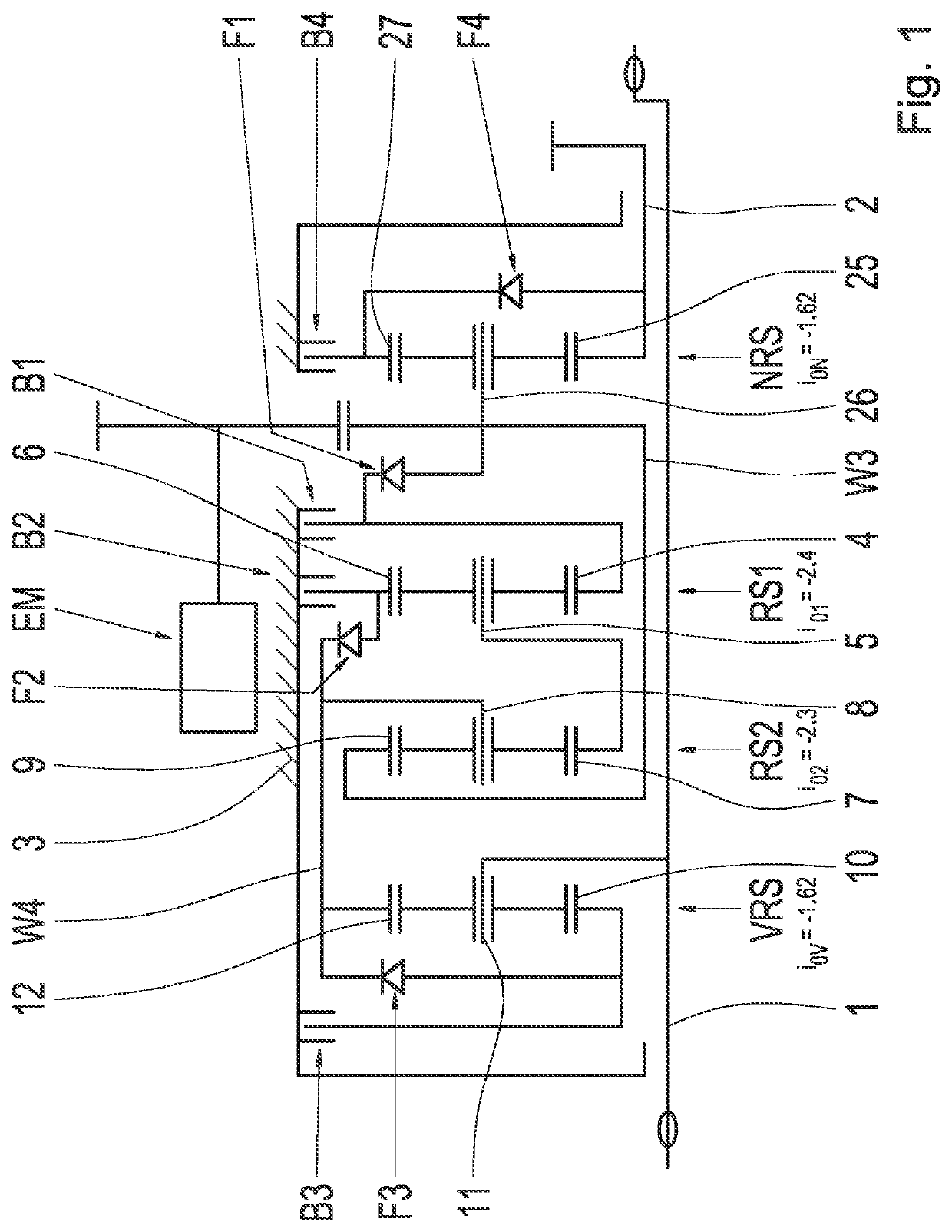 Planet-type multi-stage transmission for a bicycle or pedelec