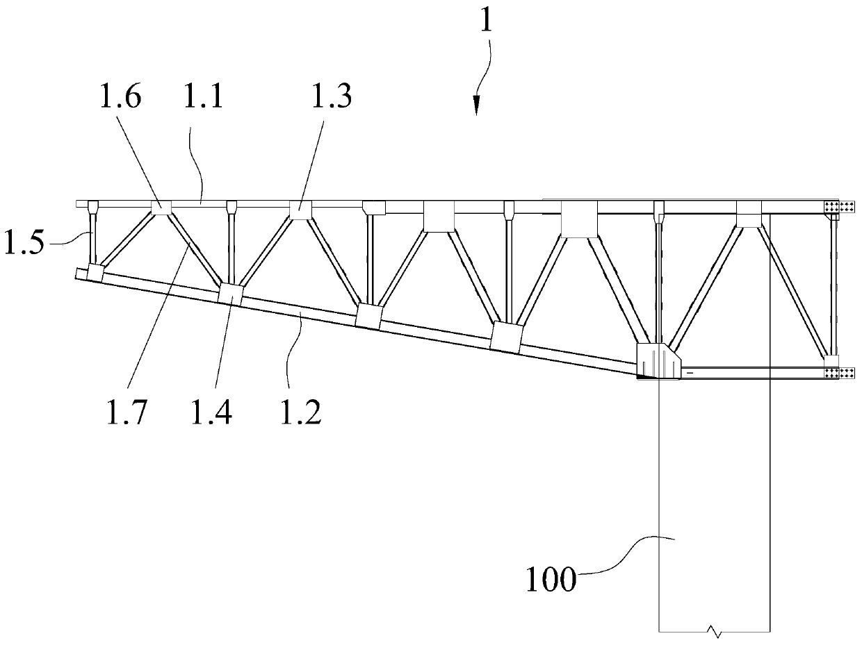 Large-span cantilever truss type capping beam bracket system and construction method thereof