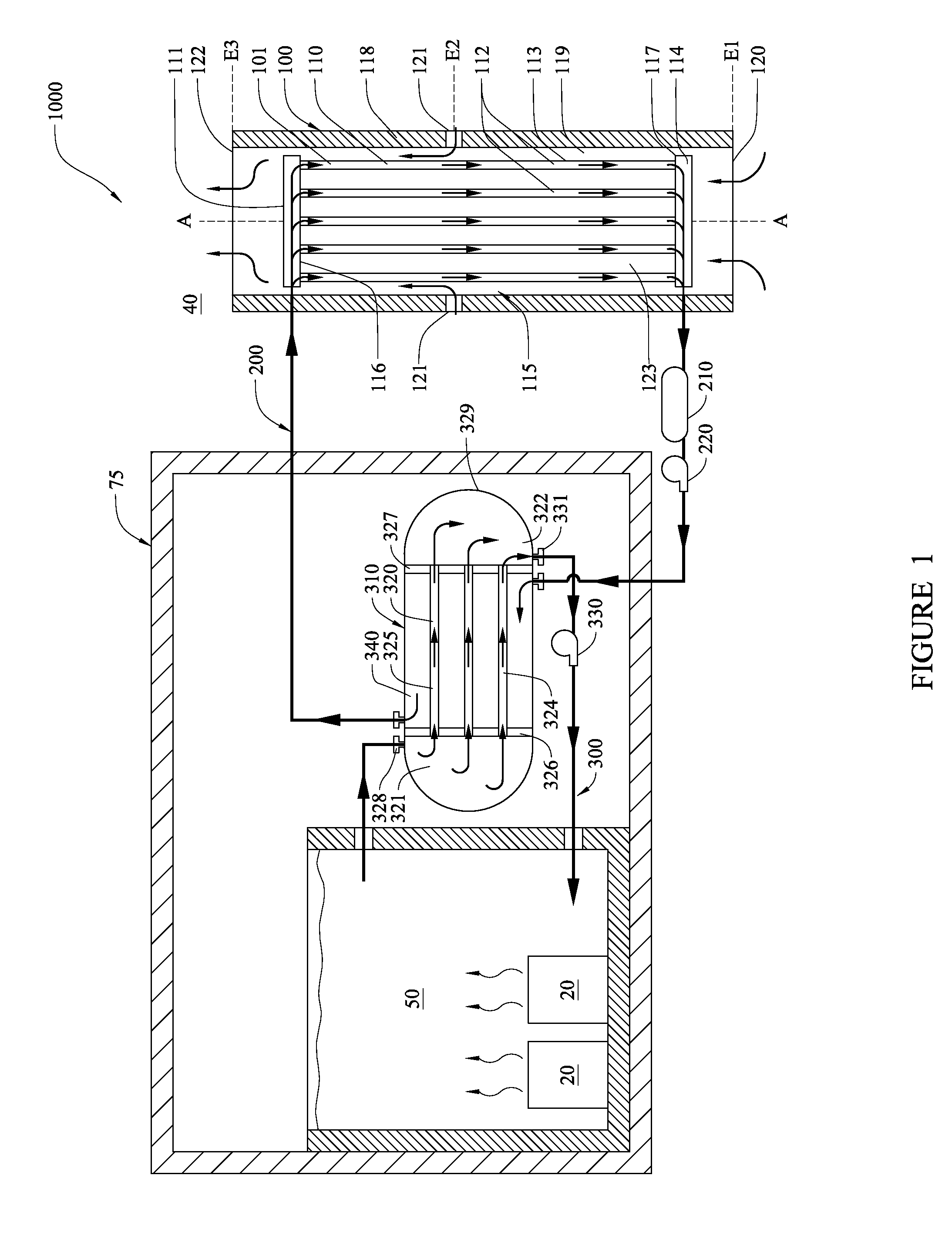 Air-cooled heat exchanger and system and method of using the same to remove waste thermal energy from radioactive materials