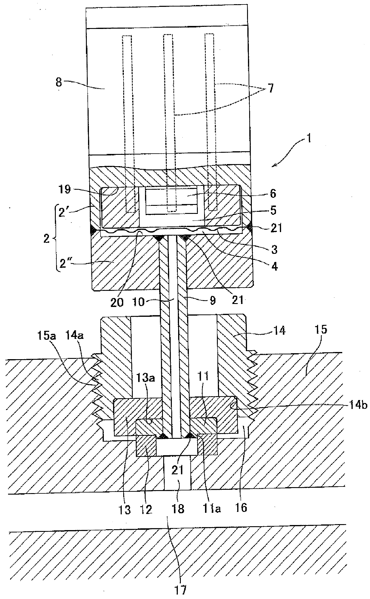 Structure for attaching pressure detector