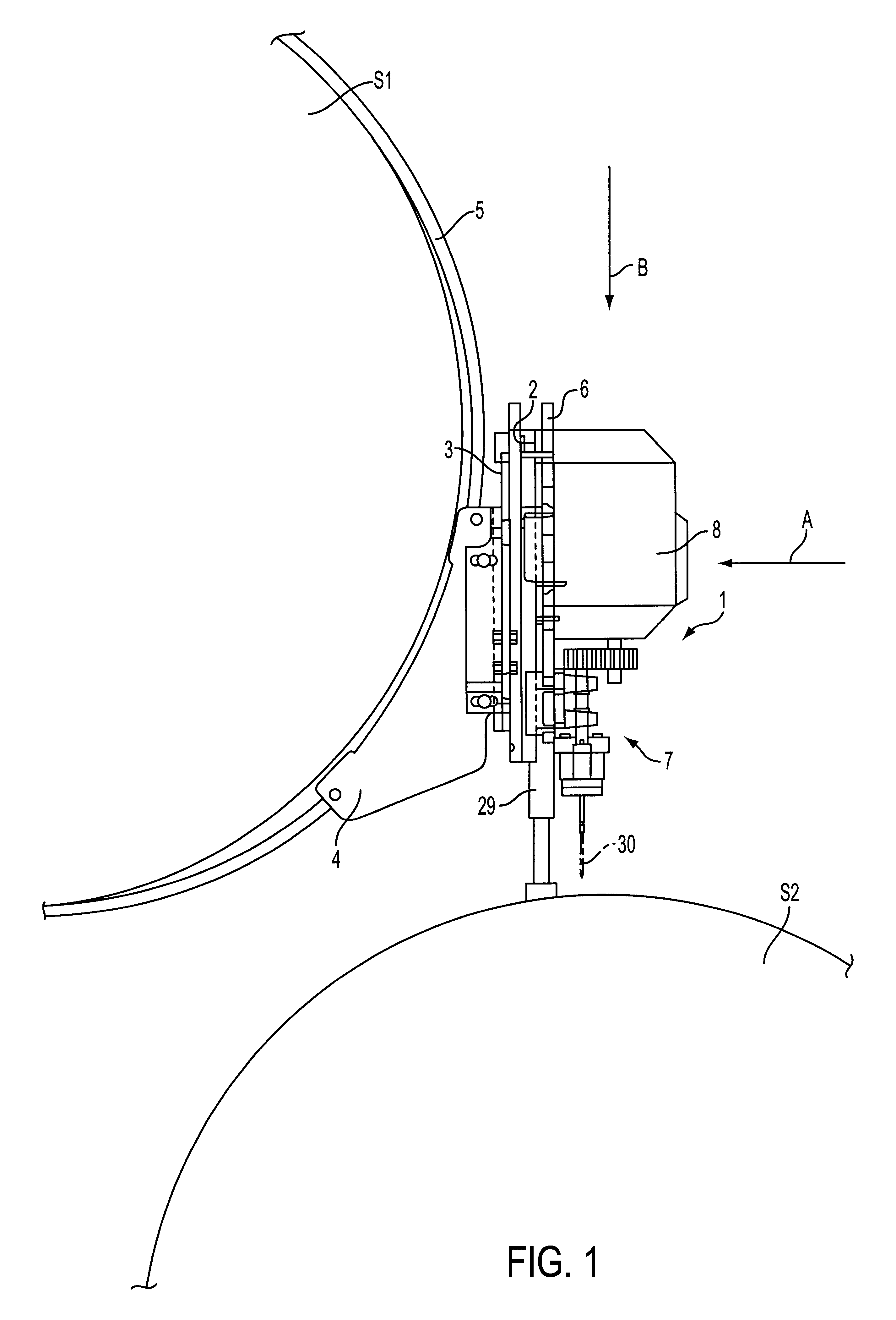 Process and apparatus for drilling holes in the shell of a cylinder
