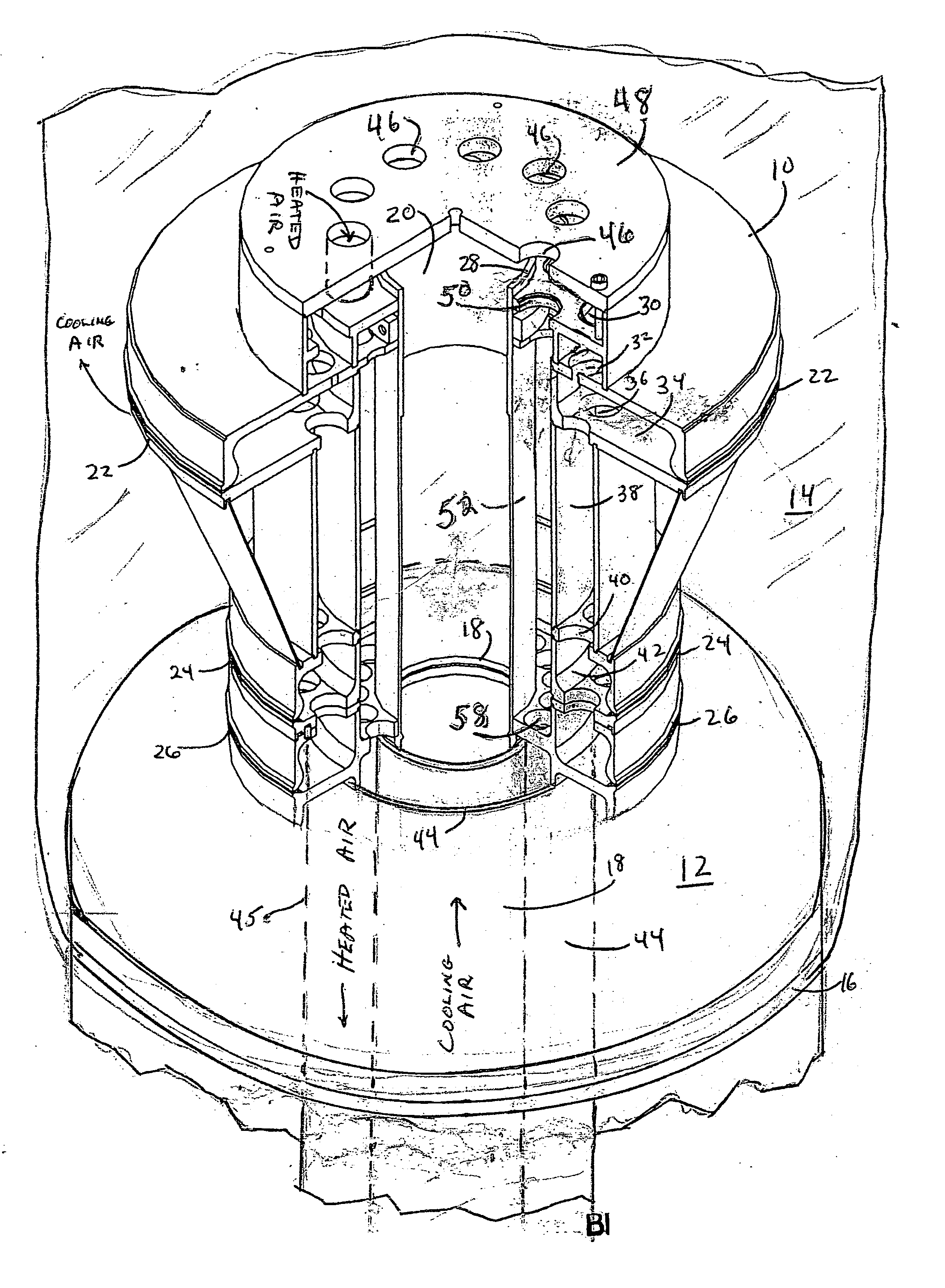 Internal bubble cooling unit for extruded thin wall thermoplastic sheet