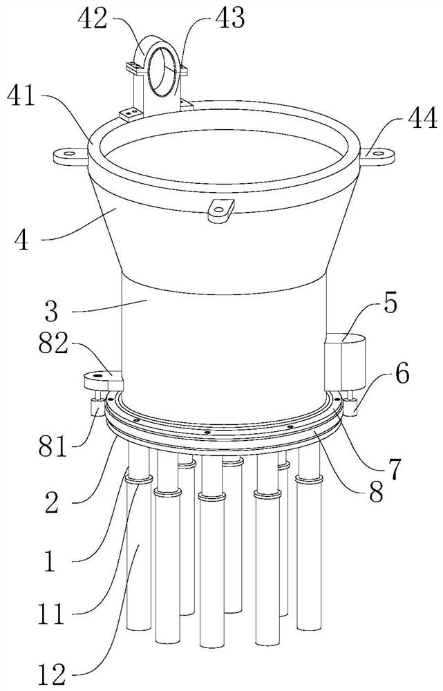 Lime distributing device for concrete pouring