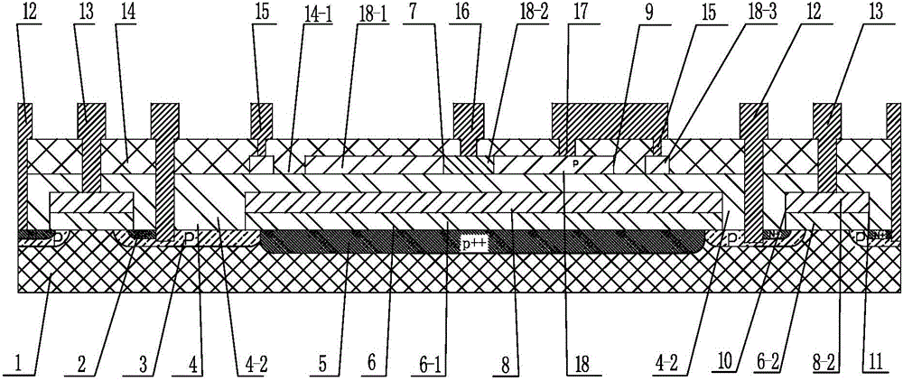 Temperature sensing diode structure integrated on transistor and preparation method thereof