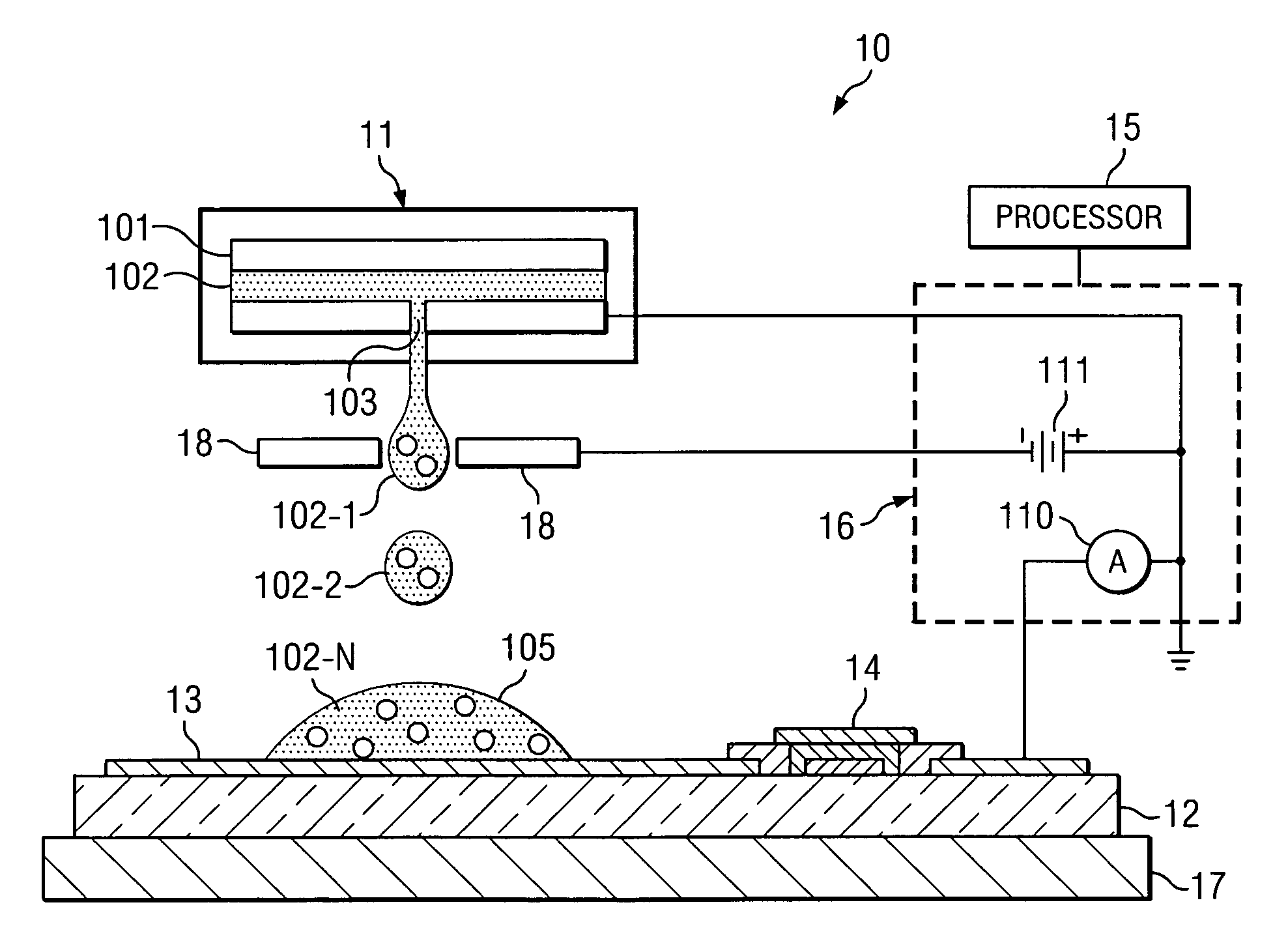 Non-contact electrical probe utilizing charged fluid droplets