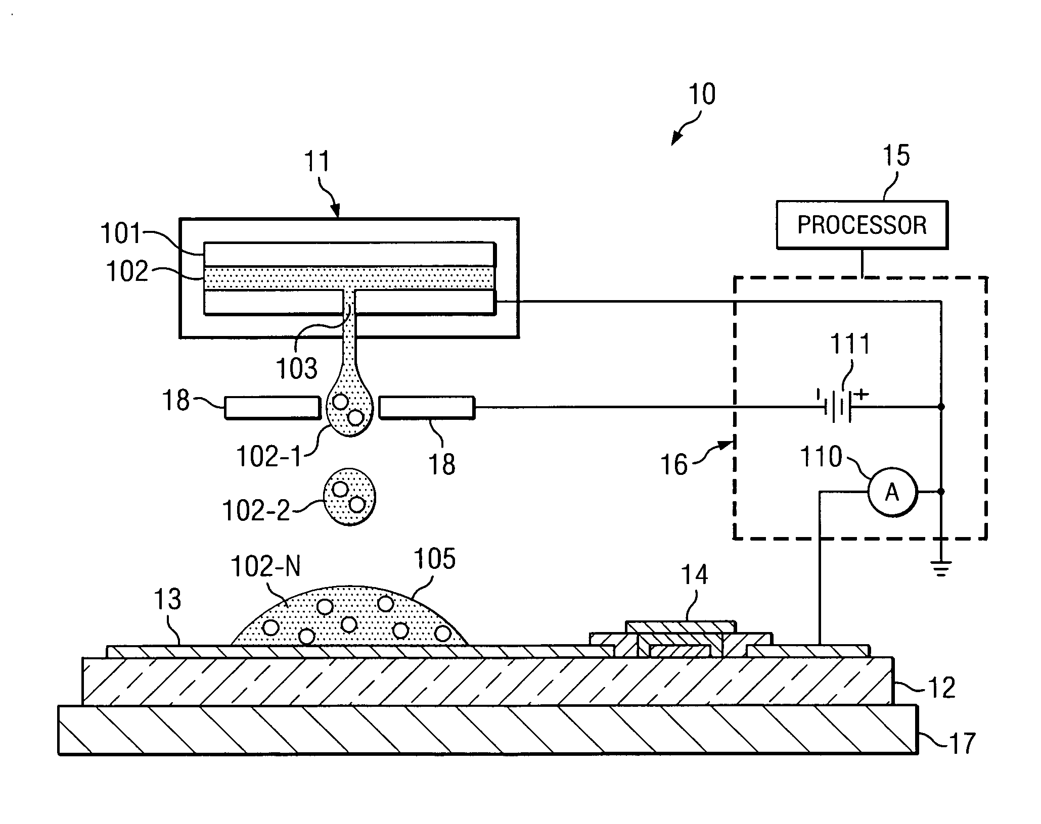 Non-contact electrical probe utilizing charged fluid droplets