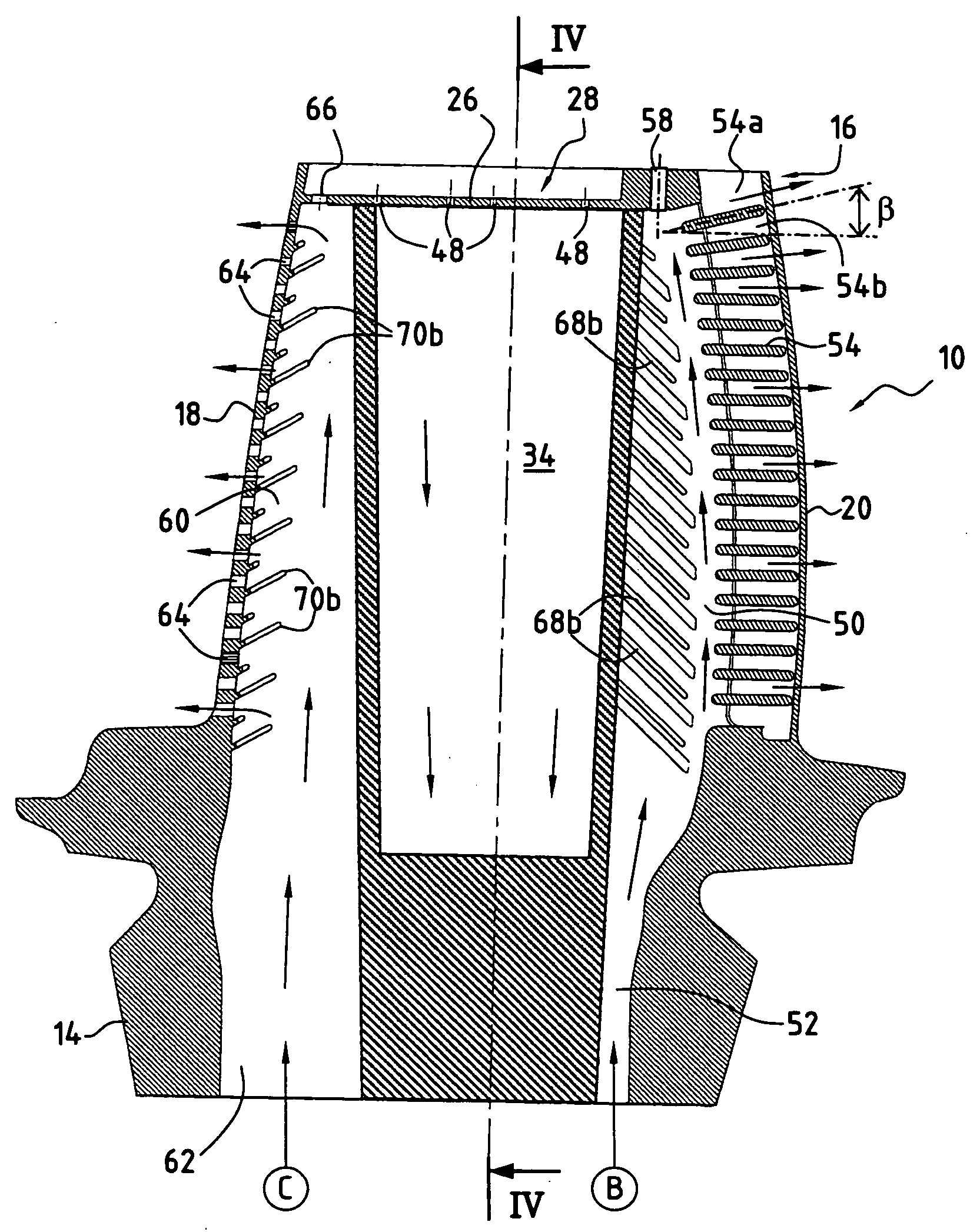 Cooling circuits for a gas turbine blade