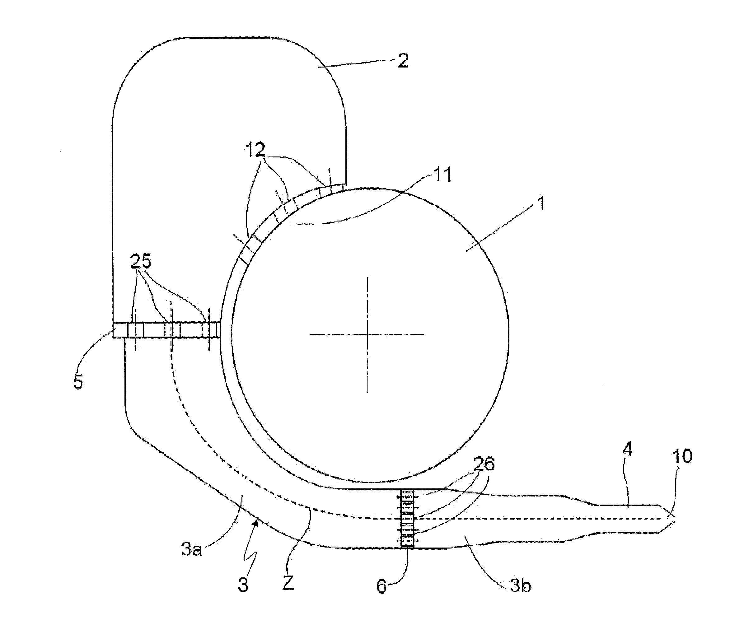 Device for generating a gas jet in processes for coating metal strips