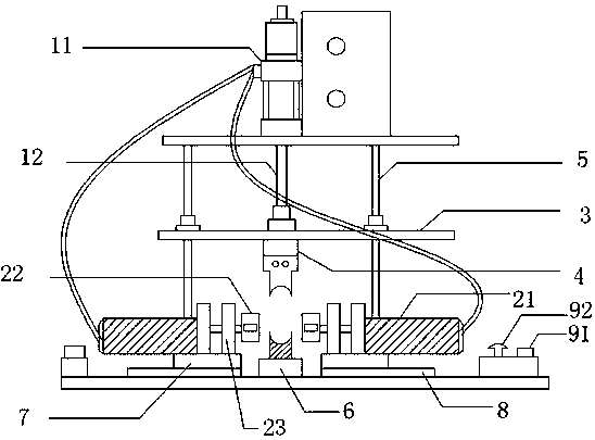 A hot-melt glue injection head wire winding device