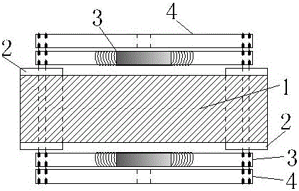 Separation-type prestressed carbon fiber cloth tensioning and adhering device and method