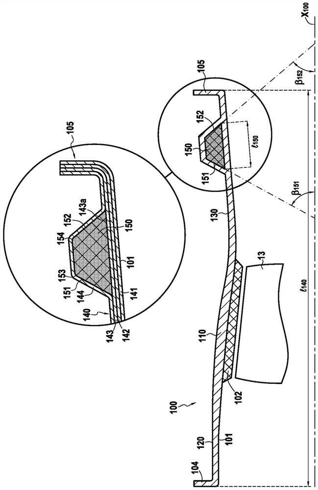 Composite-material casing having an integrated stiffener