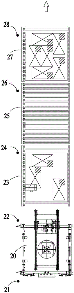 Mixed palletizing production line device and palletizing system