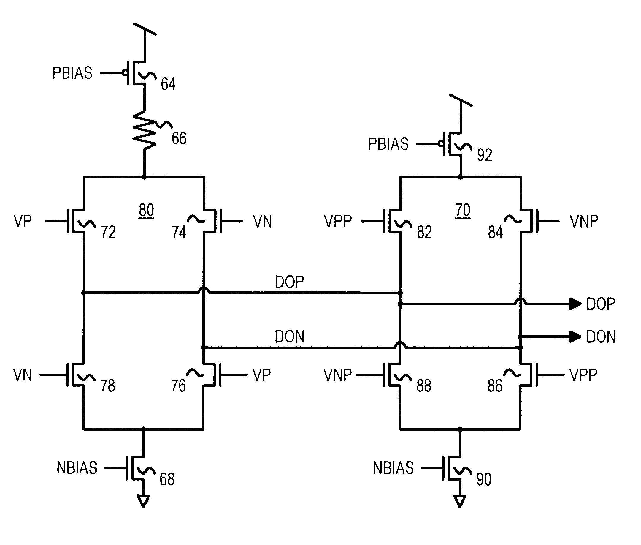 Low-voltage differential driver with opened eye pattern