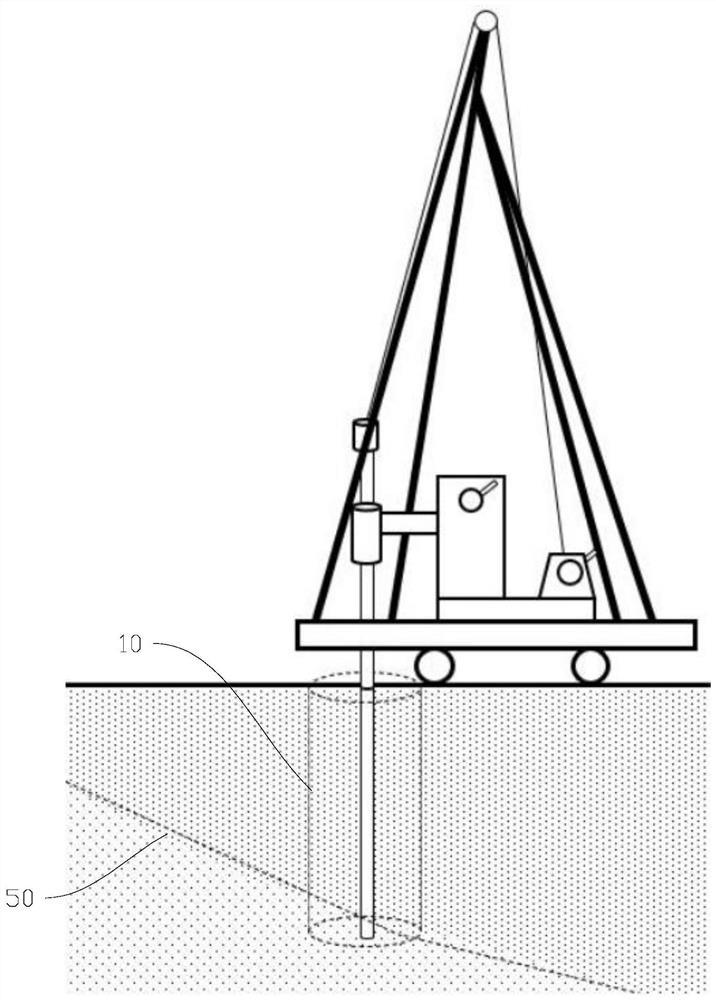 Pile foundation construction method for pre-drilling guide hole in inclined rock stratum