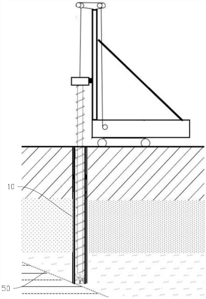 Pile foundation construction method for pre-drilling guide hole in inclined rock stratum