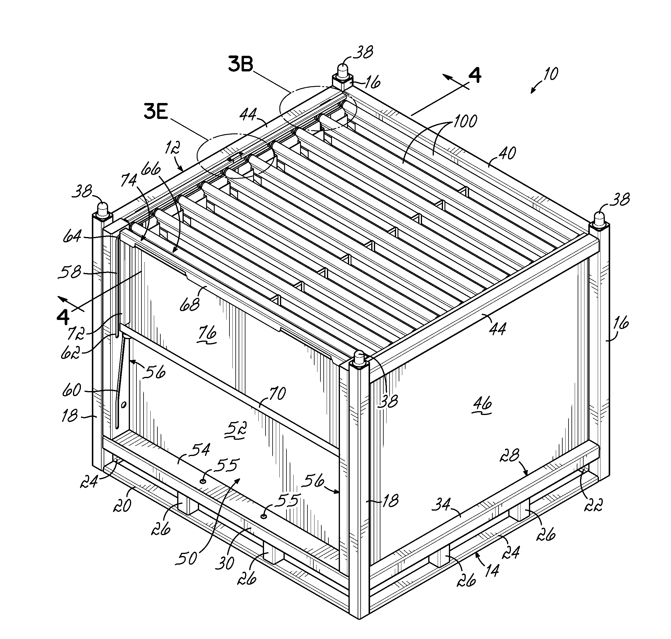 Container Having Door Assembly And Multiple Layers of Tracks