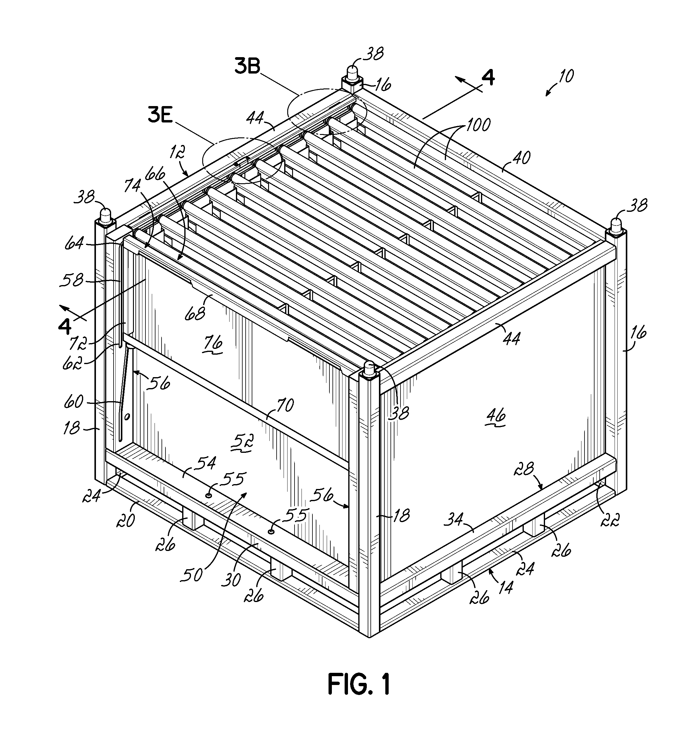 Container Having Door Assembly And Multiple Layers of Tracks