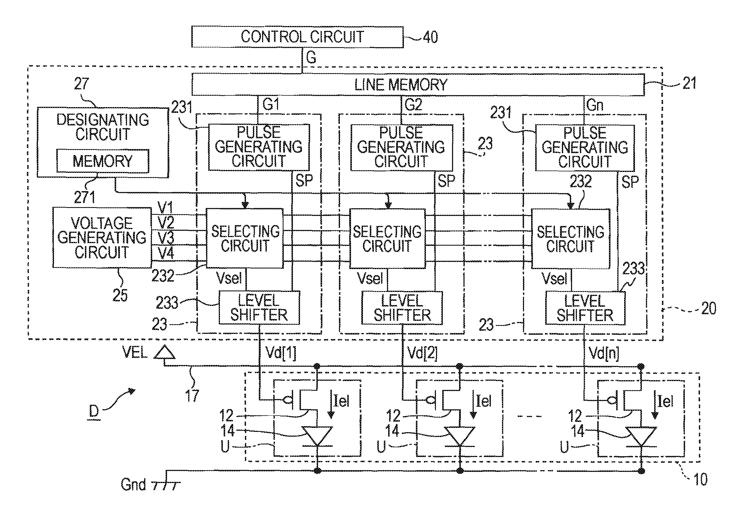 Light-emitting device, circuit for driving the same, and electronic apparatus