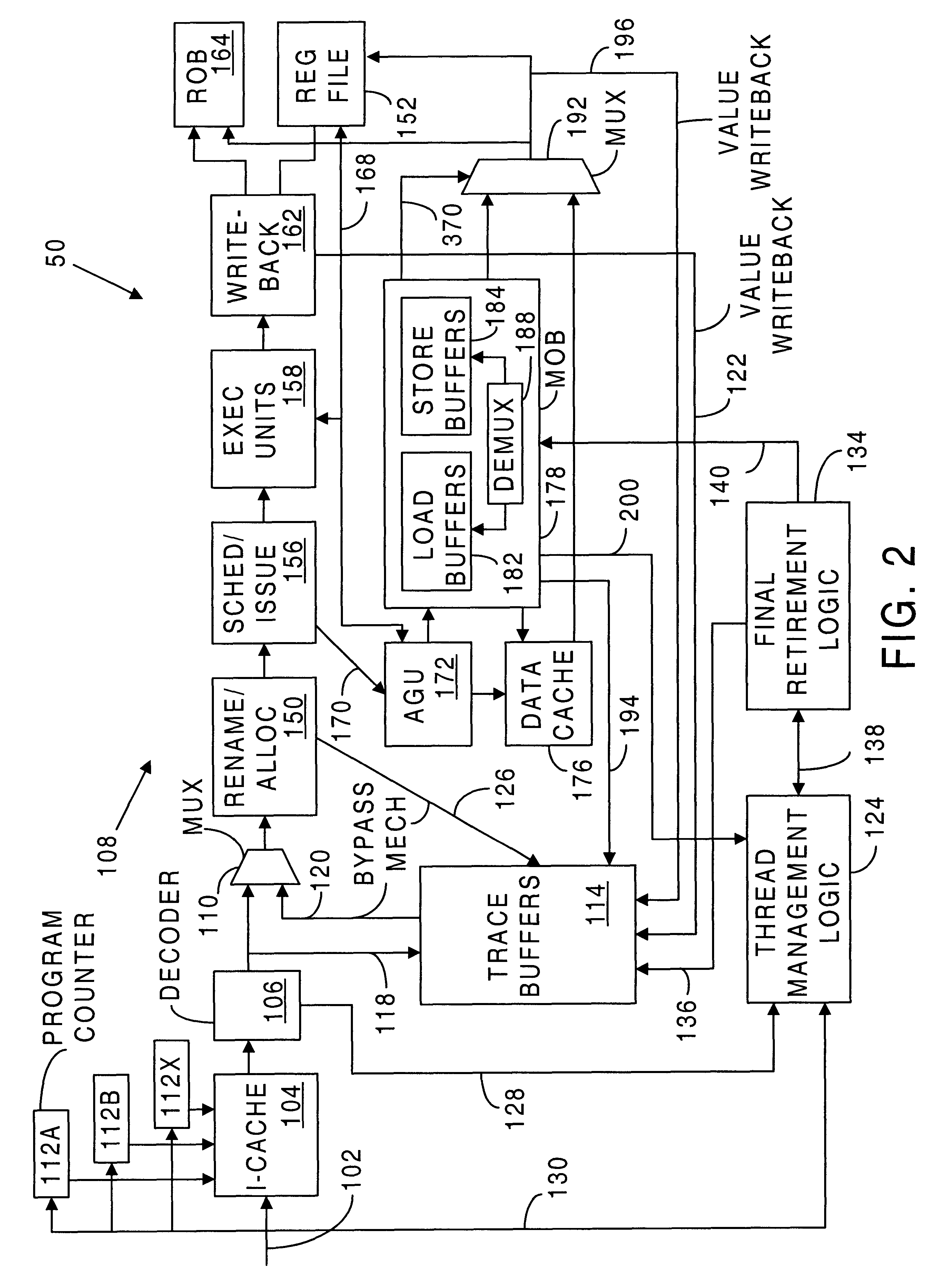 Memory system for ordering load and store instructions in a processor that performs multithread execution